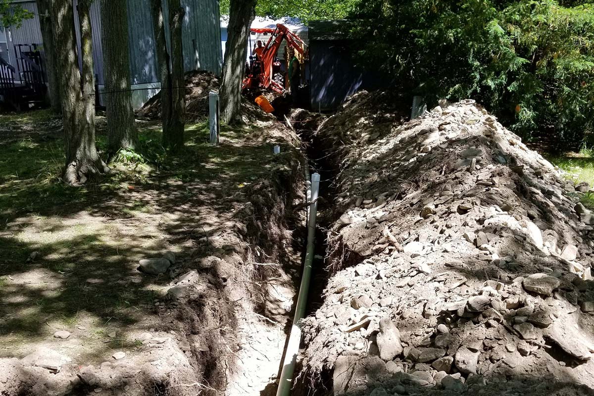 Sewer and gas lines excavation